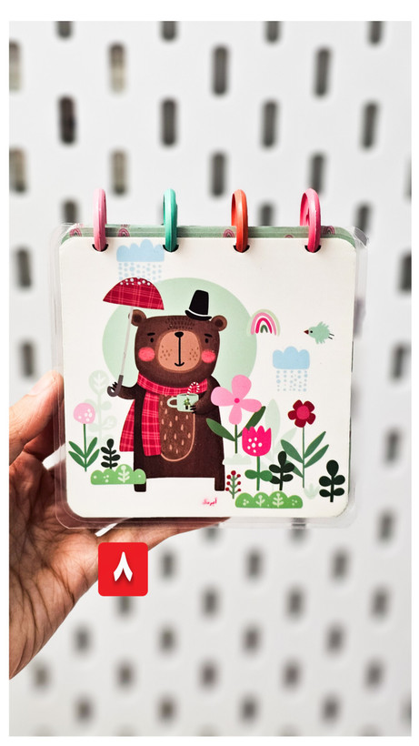 دفترچه دکمه ای جلد پرس شده برند آبرنگ ۱۰۰ برگ طرح خرس