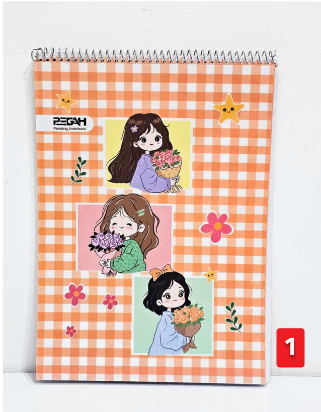 دفتر نقاشی جلد طلقی برند پگاه ۴۰ برگ طرح دخترهای نارنجی